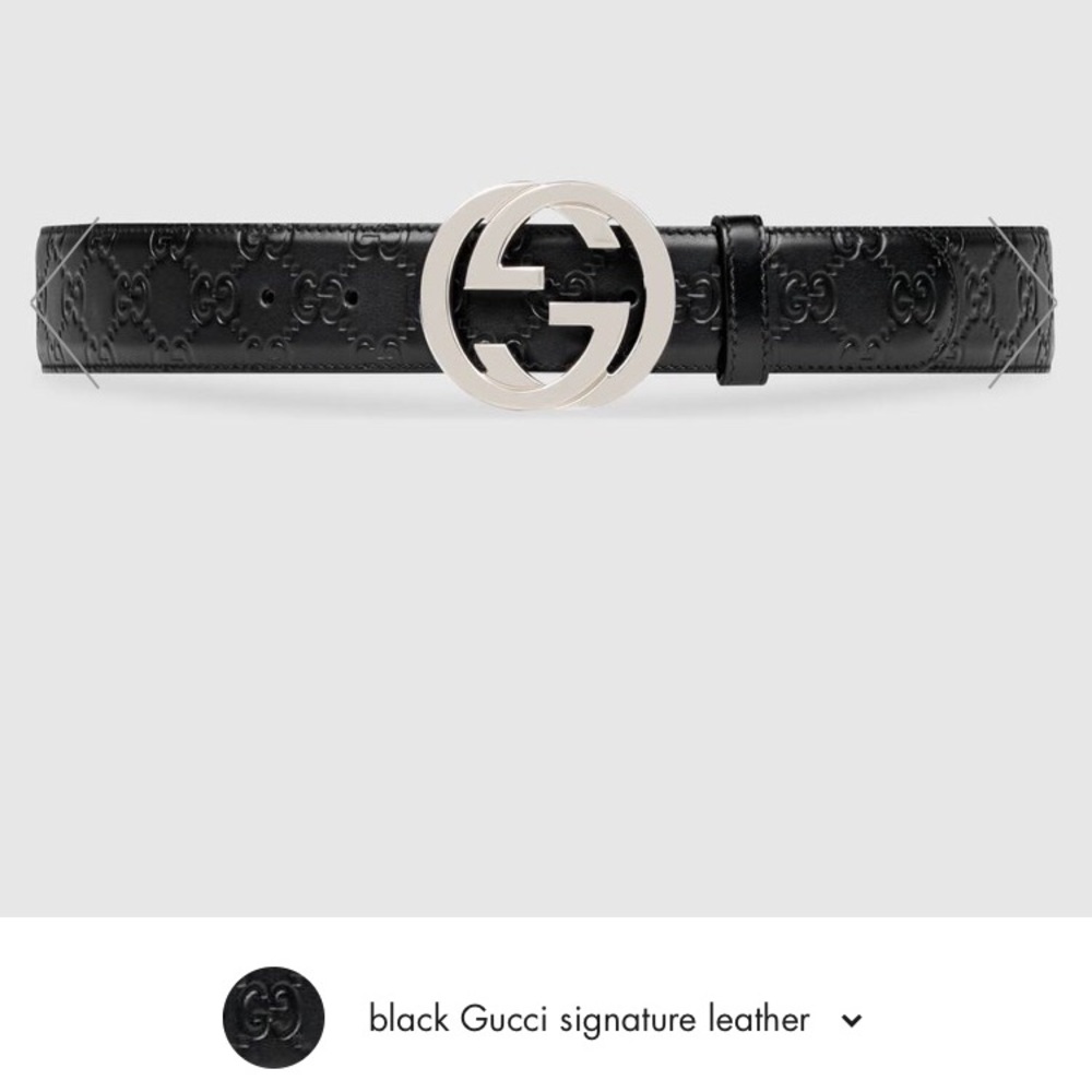 GUCCI BLACK SIGNATURE LEATHER BELT (AUTHENTIC) NEW